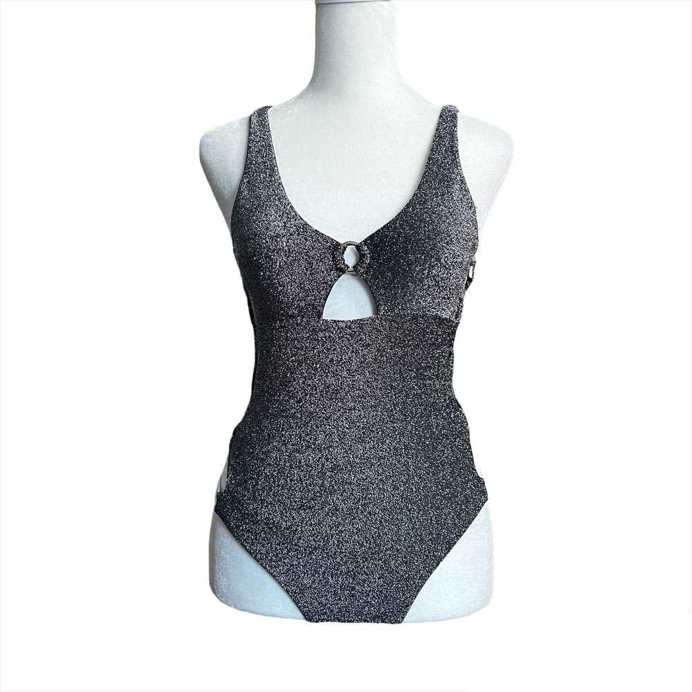 NWT - Bebe Silver Metallic Swimsuit/Bodysuit (Size: S)